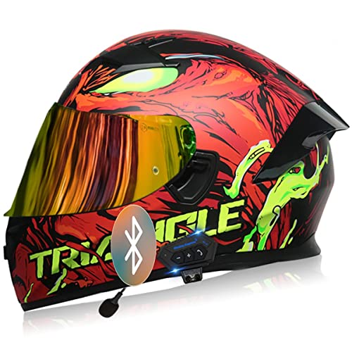 SDFGDFD Bluetooth-Integralhelm - Motorrad-Integralhelm - RollerHelm Bluetooth-Helm Mit Doppelvisier, ECE/DOT Genehmigt Motorradhelm Für Damen Und Herren von SDFGDFD