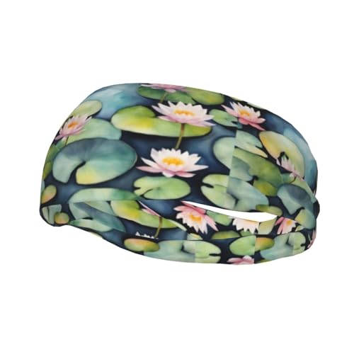 Black Lily Pads Print Unisex Sport Schweißband Sport Stirnbänder Feuchtigkeitstransport Stirnband für Laufen, Yoga von SDFHU