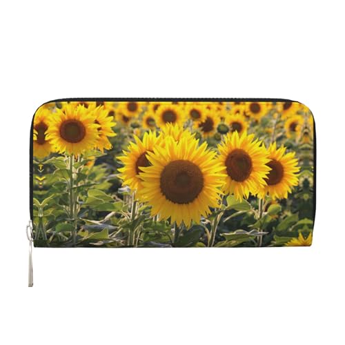 SDFHU Damen-Geldbörse, Motiv: gelbe Sonnenblumen-Blumendruck, trendig, reisefreundlich, 20 x 8 cm, lässige Clutch-Geldbörse, Geschenk für Damen, Schwarz, Einheitsgröße, Kunst von SDFHU