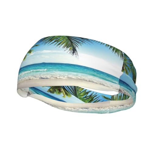 Tropische Palme, Hawaii-Strand-Druck, Unisex, Sport-Schweißband, Sport-Stirnband, feuchtigkeitsableitendes Stirnband für Laufen, Yoga von SDFHU