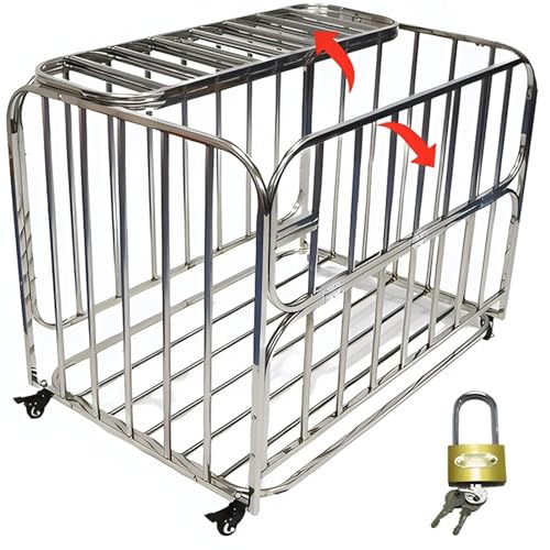 Folding Ball Cage Lockable Hinge Cover Basketball Storage Hopper with Wheels for School Gym Garage, Heavy Duty Soccer Equipment Cart with Lids(L100*W70*H82CM) von SDTOOP