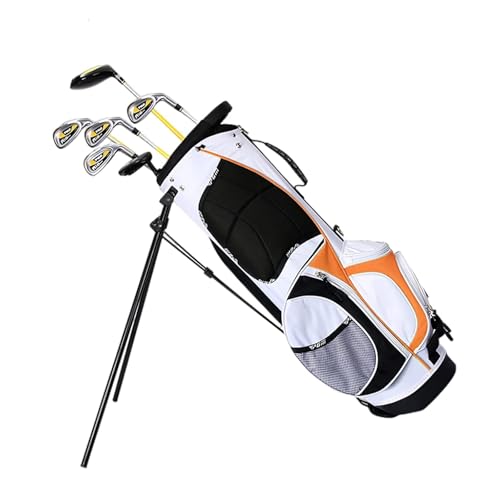 SDTOOP Kinder-Golftasche for Jungen und Mädchen, tragbare, leichte Golf-Standtasche mit doppeltem Schultergurt, Junior-Golf-Cart-Tasche(Orange,Ages 9-12) von SDTOOP