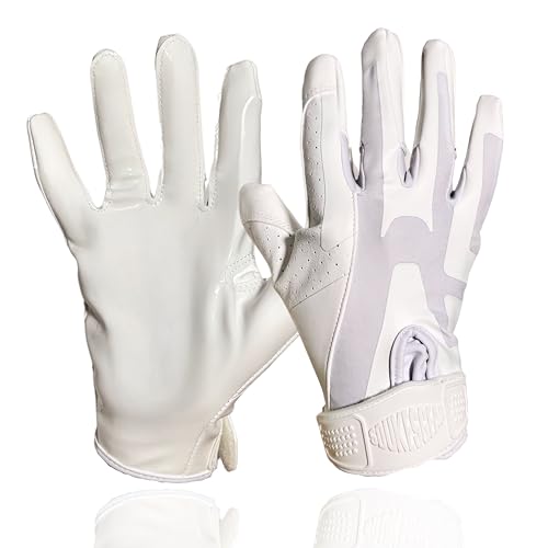 SDukes Prime 2.0 American Football Handschuhe Gloves Receiver Empfänger (Weiß, M) von SDukes