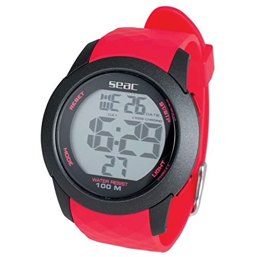 SEAC Unisex Erwachsene Chronos Digitale Uhr, wasserdicht bis 100 m, rot, Standard SEAC Unisex Erwachsene Chronos Digitale Uhr, wasserdicht bis 100 m, rot, Standard von Seac