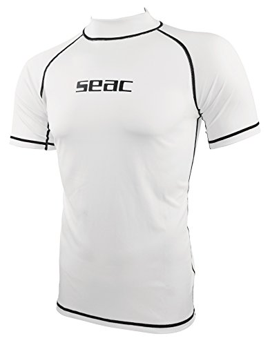 Seac T-Sun Short Man, Rash Guard for Swimming, Surfing, Diving, UV protection, white, XXL von Seac