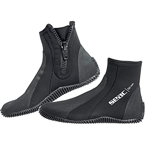 Seac Regular Boot - kurzer, 5 mm starker Neopren-Tauchstiefel mit halbstarrer Sohle und Fersen- sowie Knöchelschutz, Schwarz, XS von Seac