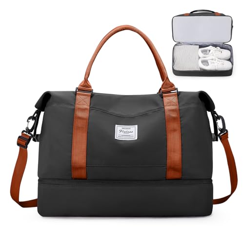 Reisetasche Damen Handgepäck Tasche Sporttasche Weekender Bag Schwimmtasche Wasserdicht Travel Bag Duffle Bag Fitnesstasche Trainingstasche Krankenhaustasche mit Schuhfach,A10-Schwarz Braun Reisetasche Damen Handgepäck Tasche Sporttasche Weekender Bag Schwimmtasche Wasserdicht Travel Bag Duffle Bag Fitnesstasche Trainingstasche Krankenhaustasche mit Schuhfach,A10-Schwarz Braun von SEAFEW