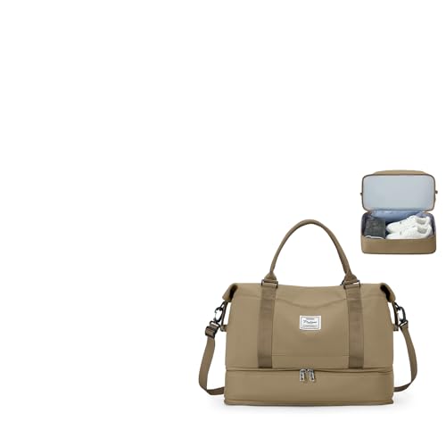 Reisetasche Damen 40x20x25 Ryanair Handgepäck Tasche Sporttasche Weekender Bag Schwimmtasche Wasserdicht Travel Bag Duffle Bag Fitnesstasche Trainingstasche Krankenhaustasche mit Schuhfach,F11-Khaki Reisetasche Damen 40x20x25 Ryanair Handgepäck Tasche Sporttasche Weekender Bag Schwimmtasche Wasserdicht Travel Bag Duffle Bag Fitnesstasche Trainingstasche Krankenhaustasche mit Schuhfach,F11-Khaki von SEAFEW