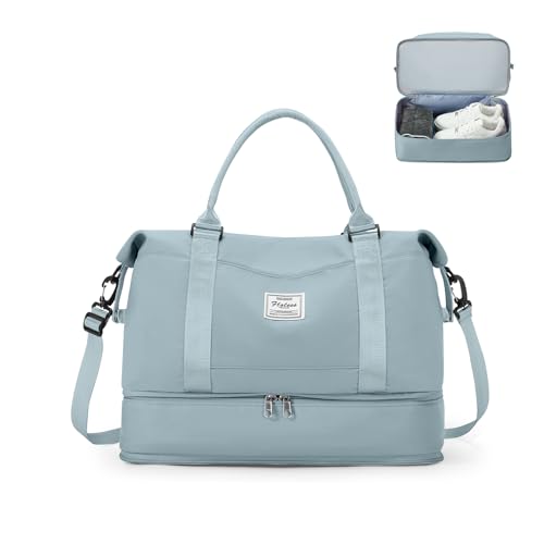 Reisetasche Damen 40x20x25 Ryanair Handgepäck Tasche Sporttasche Weekender Bag Schwimmtasche Wasserdicht Travel Bag Duffle Bag Fitnesstasche Trainingstasche Krankenhaustasche mit Schuhfach,F6-Hellblau Reisetasche Damen 40x20x25 Ryanair Handgepäck Tasche Sporttasche Weekender Bag Schwimmtasche Wasserdicht Travel Bag Duffle Bag Fitnesstasche Trainingstasche Krankenhaustasche mit Schuhfach,F6-Hellblau von SEAFEW
