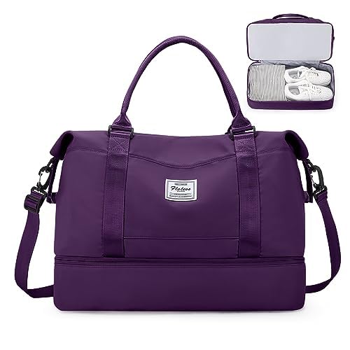 Reisetasche Damen Handgepäck Tasche Sporttasche Weekender Bag Schwimmtasche Wasserdicht Travel Bag Duffle Bag Fitnesstasche Trainingstasche Krankenhaustasche mit Schuhfach A15-Tiefviolett Reisetasche Damen Handgepäck Tasche Sporttasche Weekender Bag Schwimmtasche Wasserdicht Travel Bag Duffle Bag Fitnesstasche Trainingstasche Krankenhaustasche mit Schuhfach A15-Tiefviolett von SEAFEW