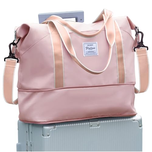 Reisetasche Damen Sporttasche mit Kulturbeutel 40x20x25 Ryanair Handgepäck Tasche Weekender Bag Schwimmtasche Wasserdicht Travel Duffle Bag Fitnesstasche Frauen für Reise Gym,C8-Rosa von SEAFEW