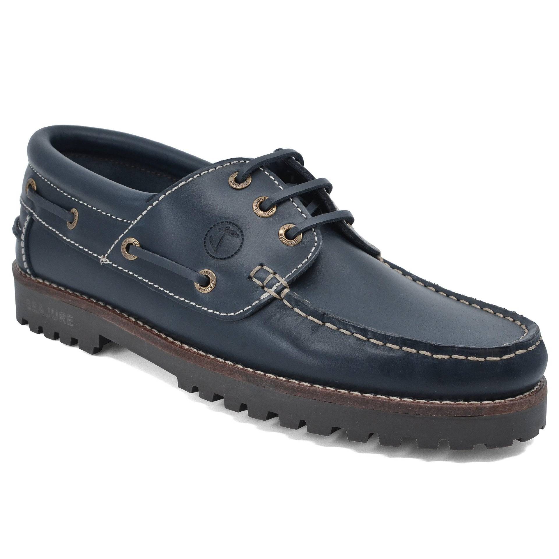 Bootsschuhe Herren Lubmin Marineblau Leder von SEAJURE