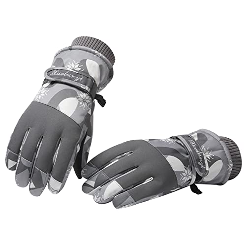 Handschuhe Damen Skihandschuhe Damen Touchscreen Winter Flauschige Thermo Wasserdicht Winddicht Fleece Warme Handschuhe Schnee Outdoor Sport Ski Snowboard Lauf Joggen Fahrrad MTB Motorrad (Grau) von SEDEX