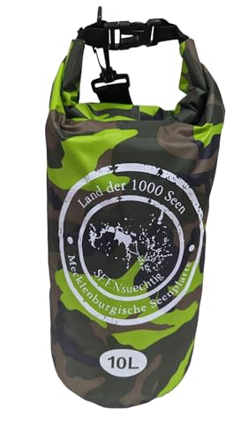 Dry Bag Trockensack Seesack 100% wasserdicht Packsack Tasche Beutel Wasssersport Kanu Kajak SUP Tauchen Schwimmen Baden Strand Angeln Campen wasserfest Schultergurt Drybag Grün Camouflage 10 Liter Dry Bag Trockensack Seesack 100% wasserdicht Packsack Tasche Beutel Wasssersport Kanu Kajak SUP Tauchen Schwimmen Baden Strand Angeln Campen wasserfest Schultergurt Drybag Grün Camouflage 10 Liter von SEENsuechtig