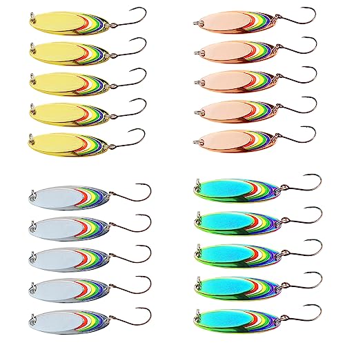 20 Stück Mini-Seefisch-Spinnerköder, Zinklegierung Angelvorrichtungen Strand Casting Köder Meeresangelgerät für Makrele, Kabeljau, Wolfsbarsch, Hecht, 4 Farben von SEIWEI