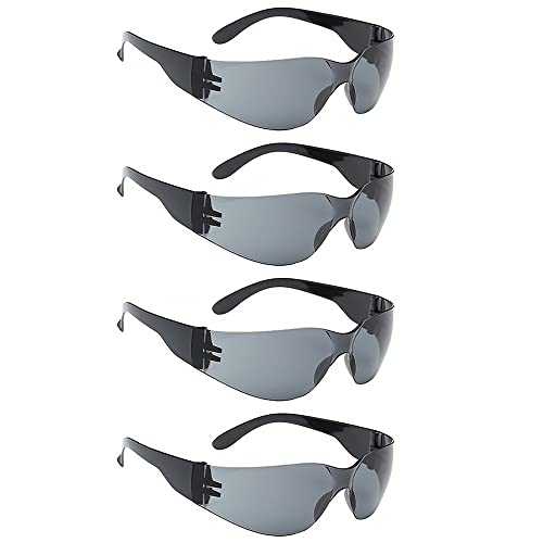 4 Stück Schutzbrille, Anti-Beschlag-Schutzbrille für die Arbeit, kratzfeste Beschichtung, verstärkte widerstandsfähige und schützende Gläser, Augenschutzbrille für gute Passform (dunkelgrau) von SEIWEI