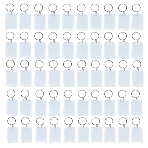 50 Sätze klare Acryl-Schlüsselanhänger für doppelseitige Fotos, 37x25mm Blanko-Insert-Foto-Schlüsselanhänger mit geteiltem Ring, kleine Bilderrahmen für Familie, Freunde von SEIWEI