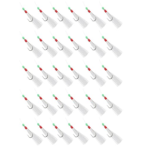 6 Packungen Makrelenfedern, Rigs zum Meeresangeln mit Makrelen-Köderhaken und Leuchtenden Perlen, Makrelen Seelachse Hering Barsch Angelköder von SEIWEI