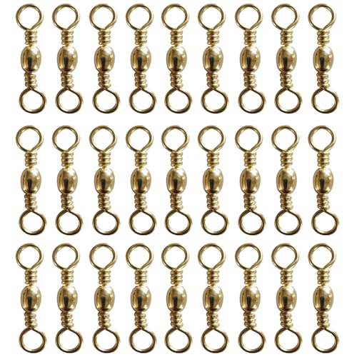 SEIWEI 100 Stück Gold Metall Angeln Tönnchenwirbel Wälzlager Schnappverbinder Tackle Zubehör für Süß- oder Salzwasser(23mm) von SEIWEI