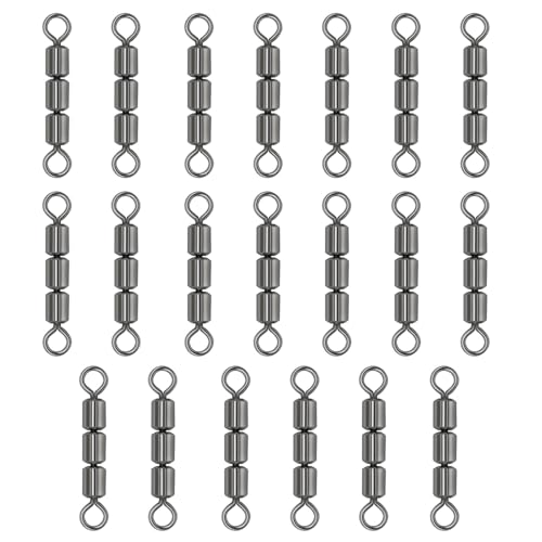 SEIWEI 20 Stück Kupfer-Hochgeschwindigkeitswirbel mit 3 Rollen, Wälzlager, Dreifachwirbel, Angelschnüre-Anschluss aus Metall für das Angeln am Strand(2/0#) von SEIWEI