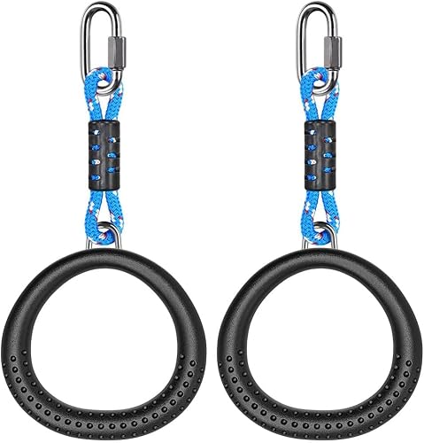 SELEWARE Turnringe Outdoor Fitness Ring - 2PCS Gymnastikringe Kinder Turnen Calisthenics Equipment mit Seil Riemen Klimmzug Trainingsringe für Gym Home Fitness 1000LBS Kapazität von SELEWARE