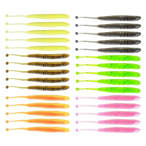 4 8/6/8 cm Sandwurm Köder 30 Stücke Angeln Lockt Angelgerät Für Forellen Angeln Swimbaits Gummifische Paddel Schwanz Köder von SELiLe