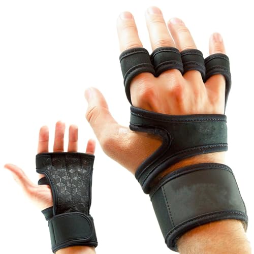 SELiLe Klimmzug-Griffpolster mit 4 Fingerschlaufen, schweißfeste Pads für Calisthenics und Powerlifting, Workout-Handschuh für Fitnessstudio, Handflächenschutz, Gewichtheben, Handgriffe von SELiLe