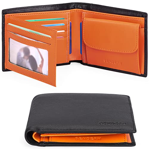 SENDEFN Geldbörse Herren mit RFID Schutz, Herren Geldbeutel Querformat Bifold Echtleder Portemonnaie mit 10 Karten Fach, Kleingeldfach SENDEFN Geldbörse Herren mit RFID Schutz, Herren Geldbeutel Querformat Bifold Echtleder Portemonnaie mit 10 Karten Fach, Kleingeldfach von SENDEFN