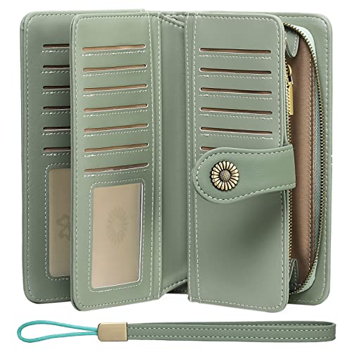 SENDEFN Geldbörse Damen Leder Portmonee Gross Frauen Clutch RFID Schutz Blocking große Kapazität Lang Geldbeutel mit 24 Kartenfächer und Portemonnaie Armband SENDEFN Geldbörse Damen Leder Portmonee Gross Frauen Clutch RFID Schutz Blocking große Kapazität Lang Geldbeutel mit 24 Kartenfächer und Portemonnaie Armband von SENDEFN