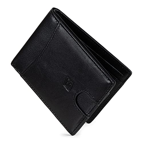 SERASAR | Premium Wallet [Clever] für Herren in schwarz aus Echtleder | 11 Kartenfächer | Wahlweise mit Münzfach | RFID-Schutz | Geldscheinfach | Exklusive Geschenkschachtel | Tolle Geschenkidee von SERASAR