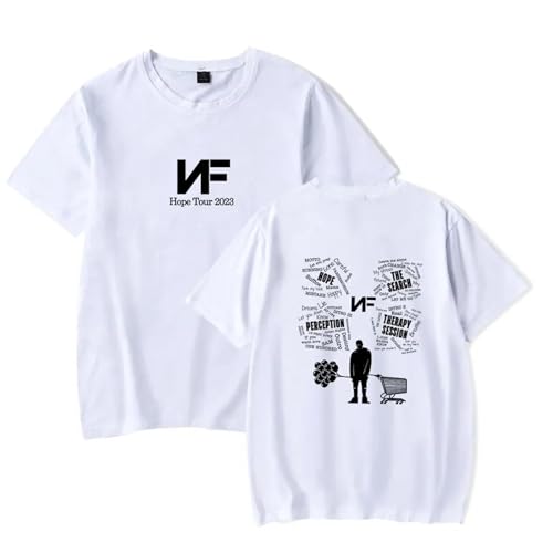 Rapper Nf Hope T-Shirt 2D Gedruckt Schwarz Hip Hop T-Shirt Unisex Kurzarm T-Shirt(Black,S) (Color : 2, Size : XS) von SERLA