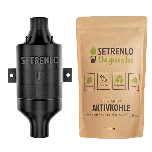 SETRENLO® Inline Klo-Entlüftung mit Aktivkohle - Nachfüllbar, Nachhaltig (Lüfter: 24V DC Standard) von SETRENLO