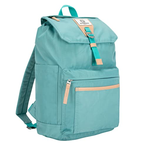 SEVENTEEN LONDON – Moderner und stilvoller ‘Fulham’ Rucksack in türkis mit einem klassischen gefalteten Design – perfekt für 15-Zoll-Laptops von SEVENTEEN LONDON