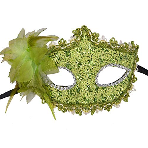 SEWACC Maskerade-Maske Halbe Maskerade Venezianische Masken Lilien-Spitze-Strass-Maske Für Halloween/Maskerade/Kostümparty (Grün) von SEWACC