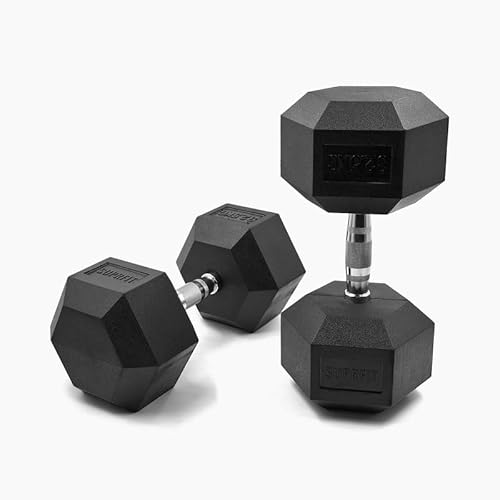 SUPRFIT - Hexagon Kurzhanteln paarweise mit gummiertem Eisenkern - Fitness Gewichte Hanteln 2 x 32,5 kg mit rutschfestem Chromgriff - Premium Kurzhantel Set für Calisthenics, Krafttraining & Crossfit SUPRFIT - Hexagon Kurzhanteln paarweise mit gummiertem Eisenkern - Fitness Gewichte Hanteln 2 x 32,5 kg mit rutschfestem Chromgriff - Premium Kurzhantel Set für Calisthenics, Krafttraining & Crossfit von SF SUPRFIT