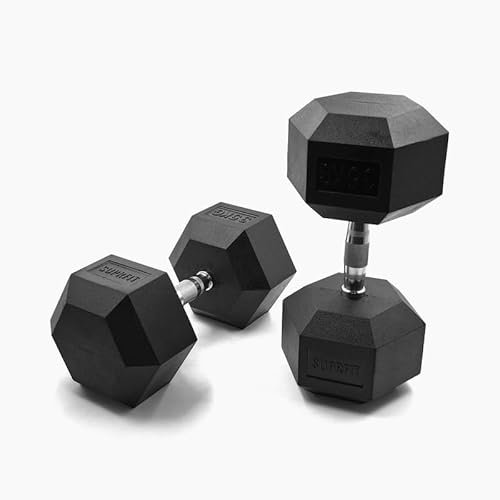 SUPRFIT - Hexagon Kurzhanteln paarweise mit gummiertem Eisenkern - Fitness Gewichte Hanteln 2 x 35 kg mit rutschfestem Chromgriff - Premium Kurzhantel Set für Calisthenics, Krafttraining & Crossfit SUPRFIT - Hexagon Kurzhanteln paarweise mit gummiertem Eisenkern - Fitness Gewichte Hanteln 2 x 35 kg mit rutschfestem Chromgriff - Premium Kurzhantel Set für Calisthenics, Krafttraining & Crossfit von SF SUPRFIT