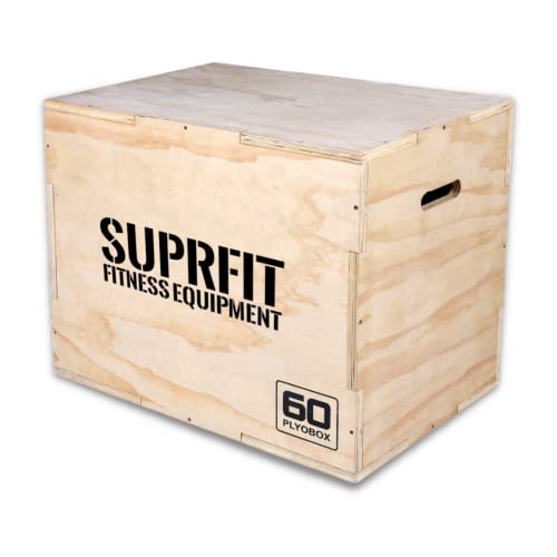 Suprfit – Baltrun Plyo Box Holz – Sprungbox für plyometrisches Training, Sprungkrafttraining & Crossfit – Jump Box mit 3 Sprunghöhen 50 x 60 x 70 cm –(Braun) von Suprfit