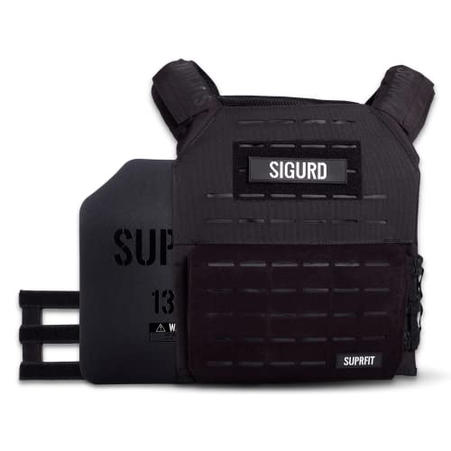 SUPRFIT - Sigurd 3D Gewichtsweste mit 2 x 6.2 kg für Calisthenics, Krafttraining & Crossfit - Verstellbare Weight Vest für bis zu 17 kg - Unisex Trainingsweste mit Gewichten - Weighted Vest Schwarz von SF SUPRFIT