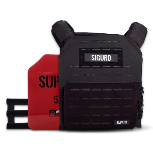 SUPRFIT - Sigurd 3D Gewichtsweste mit 2 x 2.6 kg für Calisthenics, Krafttraining & Crossfit - Verstellbare Weight Vest für bis zu 17 kg - Unisex Trainingsweste mit Gewichten - Weighted Vest Schwarz von SF SUPRFIT