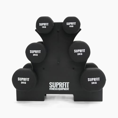 Suprfit Vinyl Gymnastikhantel Set inkl. Ablage - Weiches, rutschfestes Griffgefühl dank der Vinylbeschichtung, ideal für Jogging und andere Trainingsformen. von SF SUPRFIT