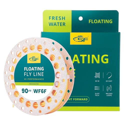 SF Fliegenfischen Schnur Schwimmend mit geschweißten Schlaufengewicht-Vorwärtsfliegenschnüren #Orange 90FT WF6F von SF