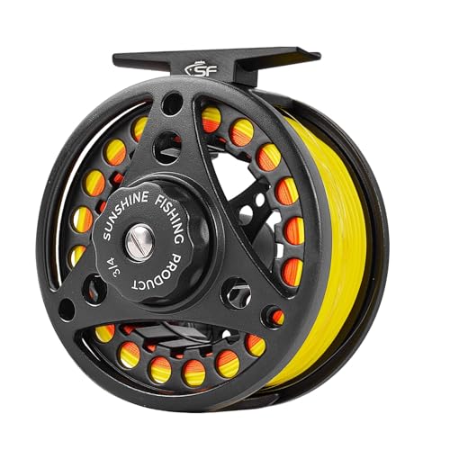 SF Große Arbor Fliegenfischen Rolle 3/4 Wt Aluminiumlegierung Körper Druckguss Matt Schwarz Vorgeladen Fliegenrolle mit Schnur Combo Fluoreszierende gelbe Fliegenschnur SF Große Arbor Fliegenfischen Rolle 3/4 Wt Aluminiumlegierung Körper Druckguss Matt Schwarz Vorgeladen Fliegenrolle mit Schnur Combo Fluoreszierende gelbe Fliegenschnur von SF