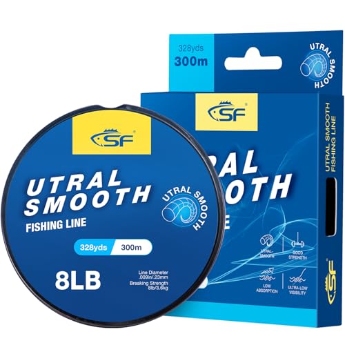 SF Ultra Smooth Monofile Angelschnur mit Spule Mono Klar Nylonschnur 8LB/3.6KG 330YDS 0.23MM SF Ultra Smooth Monofile Angelschnur mit Spule Mono Klar Nylonschnur 8LB/3.6KG 330YDS 0.23MM von SF