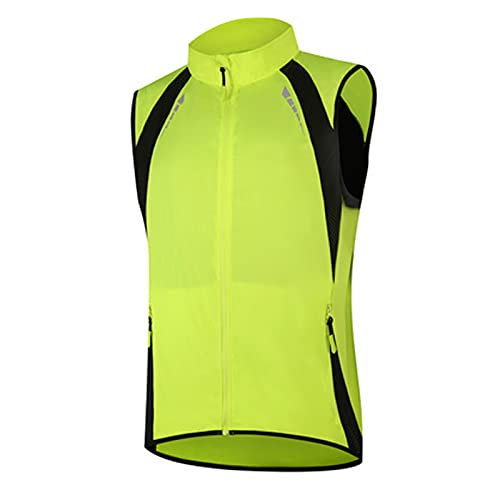 Atmungsaktiv Reflective Fahrradweste Herren,Wasserdicht Aermellose Laufwesten ​Radlerweste,Radweste Herren Sommer für Laufen,Joggen,Radfahren(Size:XL,Color:Leuchtendes Grün) von SFITVE