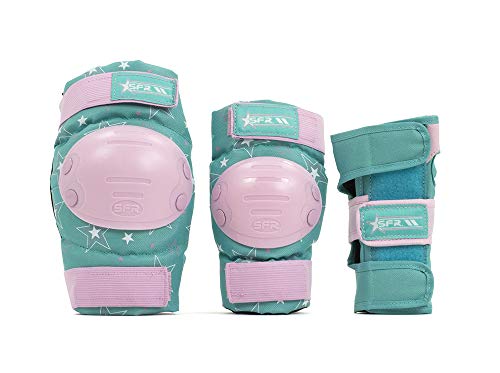 SFR Star Triple Pad Skateboard-Schutz-Set, Unisex, für Erwachsene, Rosa/Grün, S von SFR