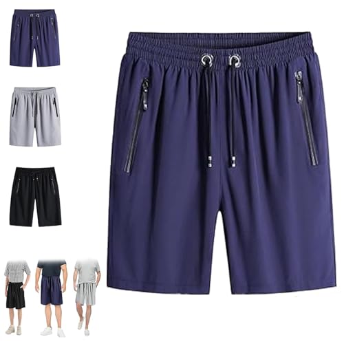 Puliam ICY Shorts, Mesh-EIS-Shorts, schnell trocknende Eisseiden-Stretch-Shorts für Herren, schnell trocknende Strand-Laufshorts (Blue,5XL) von SFYYML