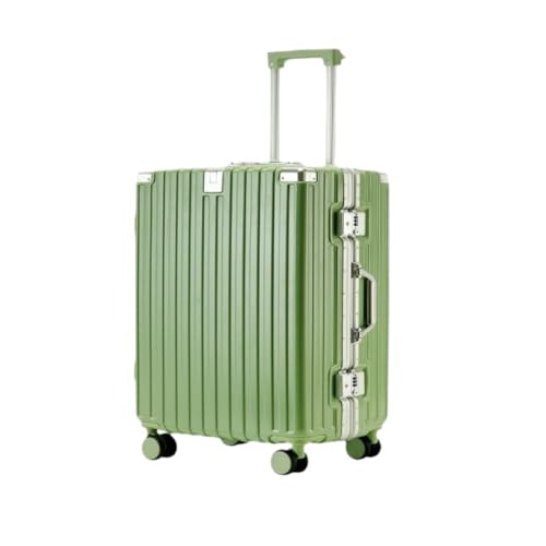 Reisekoffer Aluminiumrahmen-Koffer, multifunktionaler Trolley-Koffer, Universalräder, 20-Zoll-Koffer for Männer und Frauen Trolley (Color : Green, Size : 24in) von SFYYML