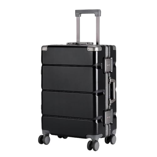 Reisekoffer Einfarbiger Koffer, Trolley-Koffer, Universal-Rad-Boarding-Koffer, Aluminiumrahmen-Koffer, Passwort-Koffer Trolley (Color : Black, Size : 22in) von SFYYML