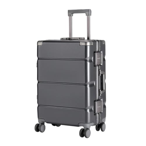 Reisekoffer Einfarbiger Koffer, Trolley-Koffer, Universal-Rad-Boarding-Koffer, Aluminiumrahmen-Koffer, Passwort-Koffer Trolley (Color : Gray, Size : 22in) von SFYYML