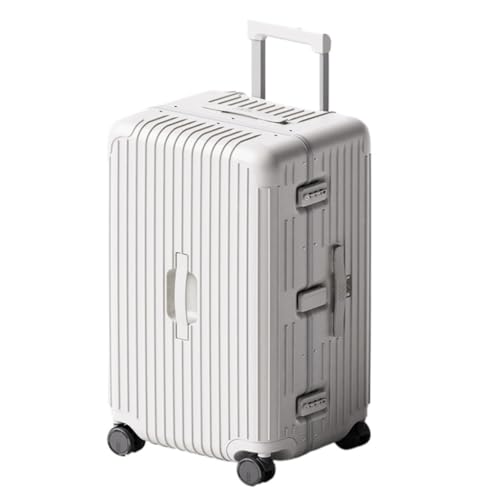Reisekoffer Gepäck, verdickter und Stabiler Aluminiumrahmen-Koffer, Herren- und Damen-Trolley, codierter Lederkoffer Trolley (Color : White, Size : 20in) von SFYYML